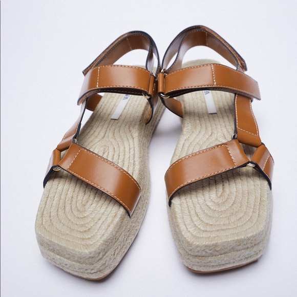 Zara Topstitched Jute Platform NWOT - Picture 5 of 6